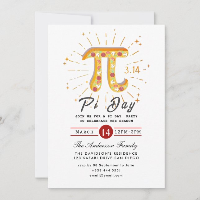  Pi Day Holiday Party Invitation (Front)