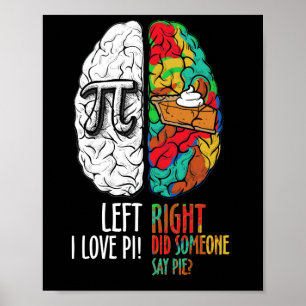 Pi Day Left Vs Right Brain Pie Shirt Math Geek Poster