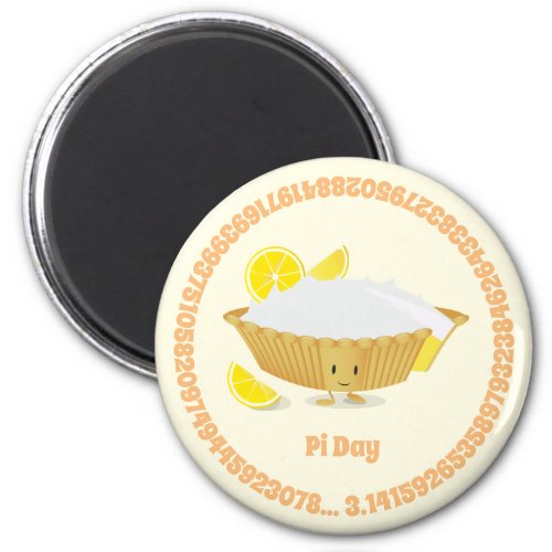 Pi Day Lemon Meringue Pie Cartoon Character Magnet