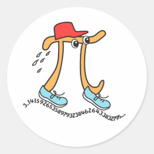 Pi Day - Long Running Pi - Funny Pi Guy Stickers