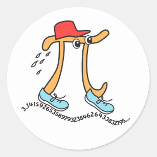 Pi Day - Long Running Pi - Funny Pi Guy Stickers