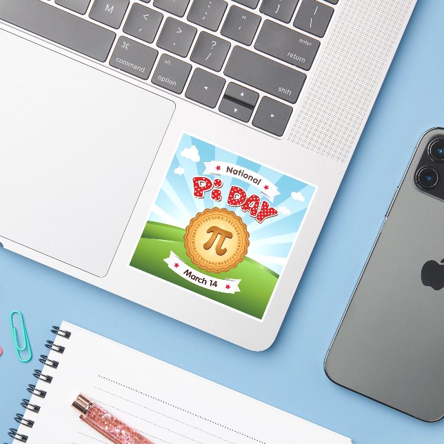 Pi Day, March 14 Vinyl Sticker (Laptop w/ iPhone)