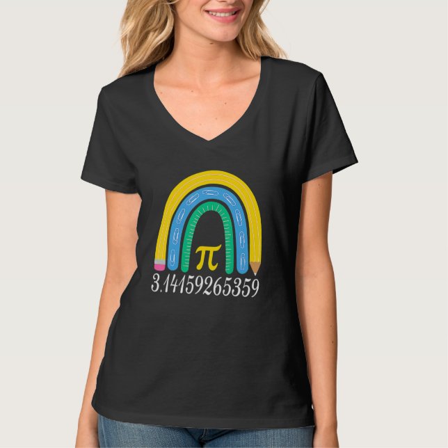 Pi Day Matching Math Physic Teacher Rainbow Funny  T-Shirt (Front)