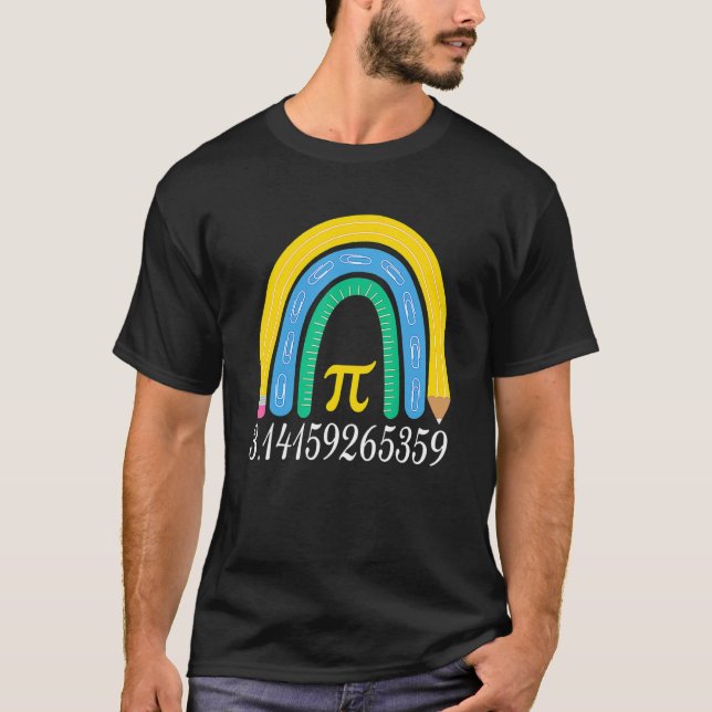 Pi Day Matching Math Physic Teacher Rainbow Funny  T-Shirt (Front)