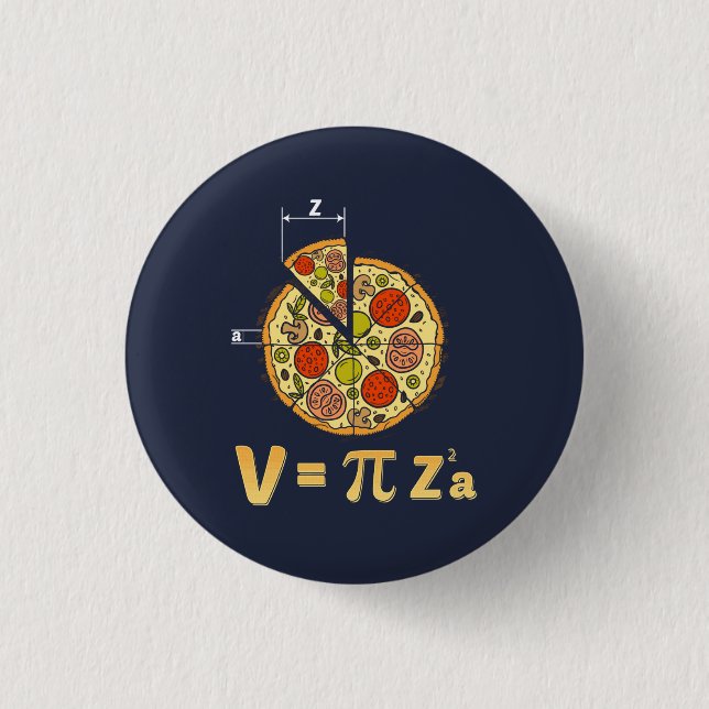 Pi Day Math Nerd  Pizza Formula Button (Front)