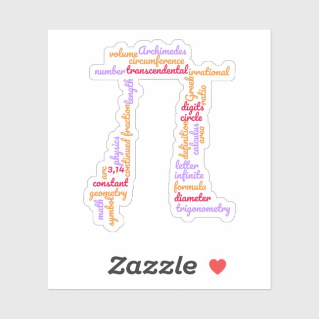 Pi Day Math Word Cloud Sticker (Sheet)