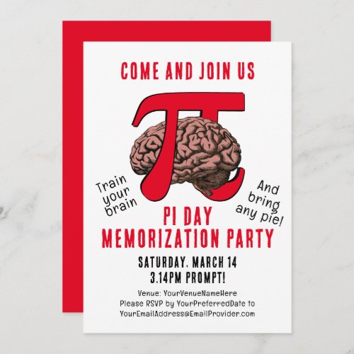 PI DAY Memorization Party Invitation