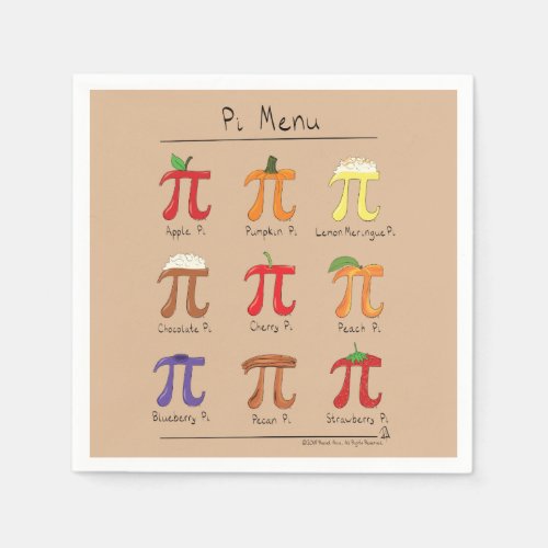 Pi Day Menu Cute Funny Math Napkins