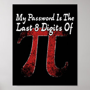 Pi Day - My Pword Is The Last 8 Digits Of Pi  Poster