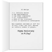 Pi Day on Anniversary, Funny, Recipe for Pi Cards (Inside (Right))