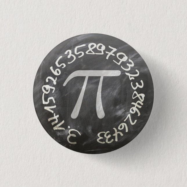 Pi Day PiDay Chalkboard Education Button (Front)