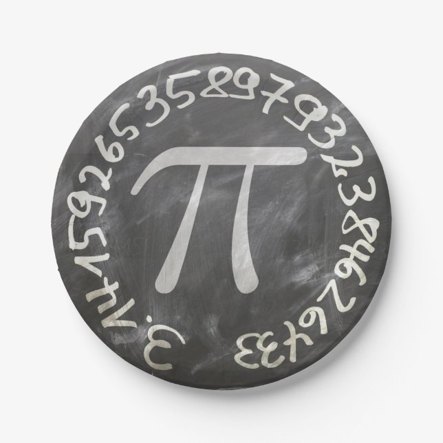 Pi Day PiDay Chalkboard Education Paper Plates (Front)