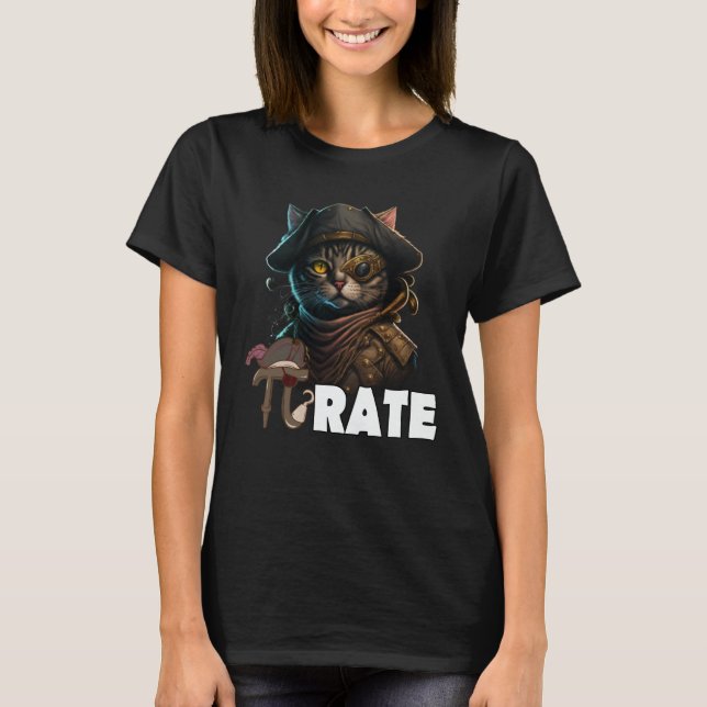 Pi Day Pirate Cat 3 14 Math Science Teacher Pi Rat T-Shirt (Front)