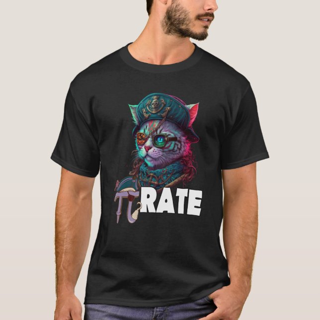 Pi Day Pirate Cat 3 14 Math Science Teacher Pi Rat T-Shirt (Front)