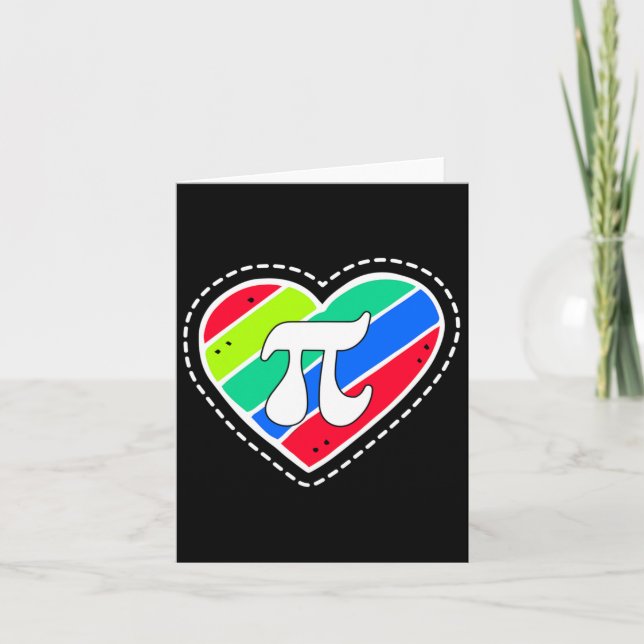 Pi Day Rainbow Hearts Math Teacher Gift  Card (Front)