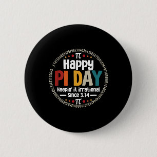 Pi Day Shirt For Teacher Vintage 3.14 Pi Digits Ha Button