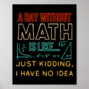 Pi Day Shirt Retro A Day Without Math Is Like Just Poster