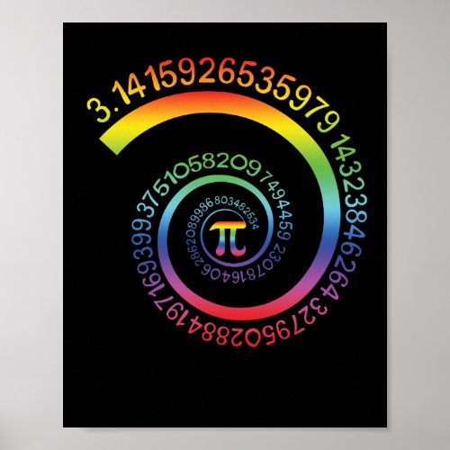 Pi Day Shirt Spiral Pi Color Numbers Teacher Stude Poster