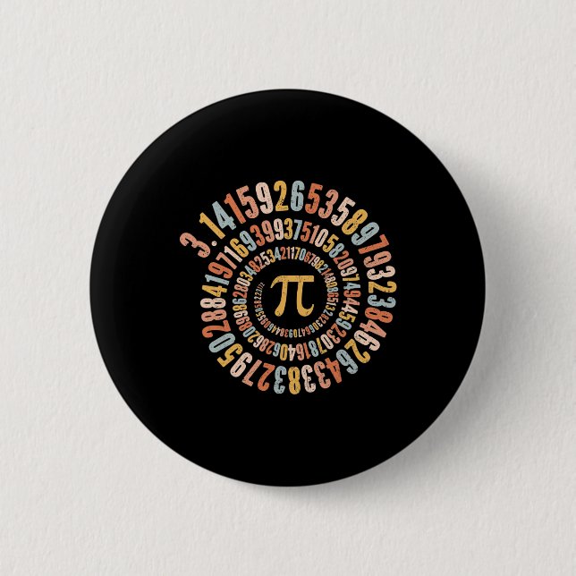Pi Day Spiral Math Pi  Button (Front)