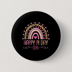 Pi Day Spiral Pi Math Teacher 3.14 Leopard Rainbow Button