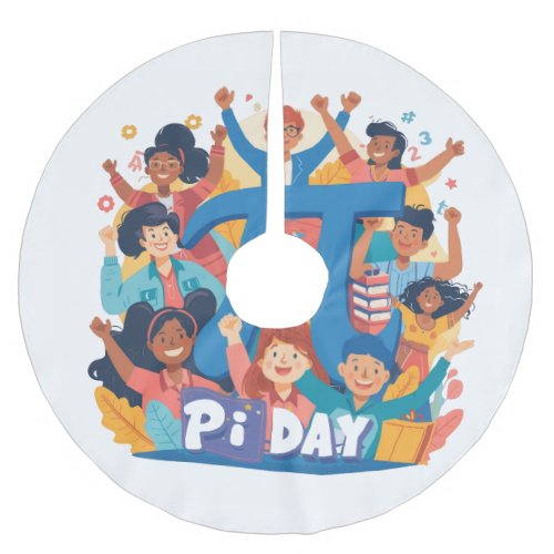 Pi Day Squad Celebration Design Brushed Polyester Tree Skirt