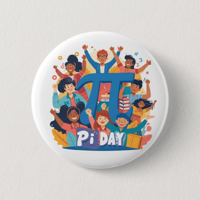 Pi Day Squad Celebration Design Button (Front)