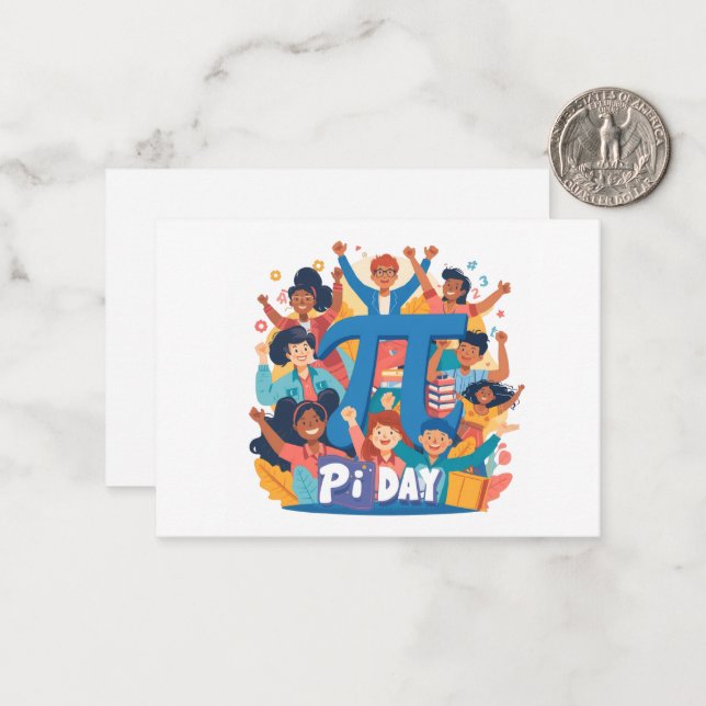 Pi Day Squad Celebration Design Note Card (Front/Back In Situ)