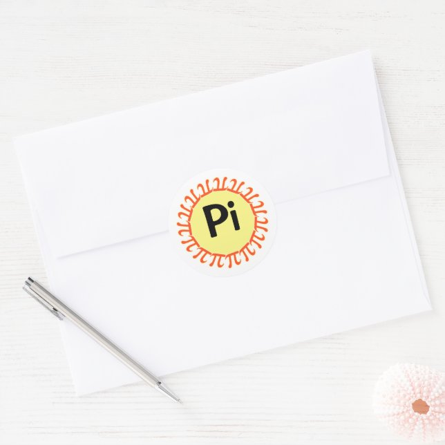 Pi Day Sun  Classic Round Sticker (Envelope)
