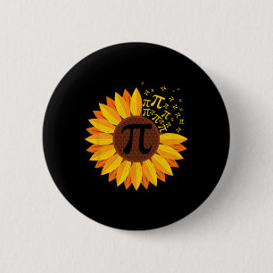 Pi Day Sunflower Pi Number Symbol Math Themed Scie Button