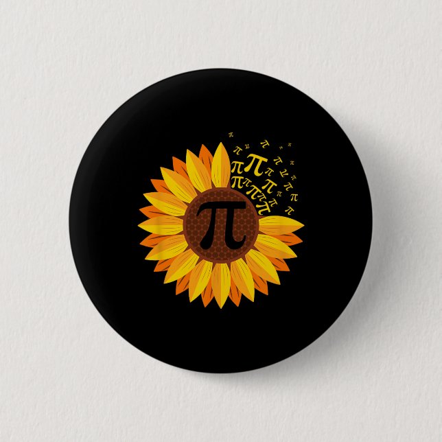 Pi Day Sunflower Pi Number Symbol Math Themed Scie Button (Front)