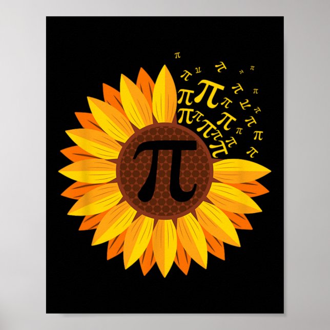 Pi Day Sunflower Pi Number Symbol Math Themed Scie Poster (Front)
