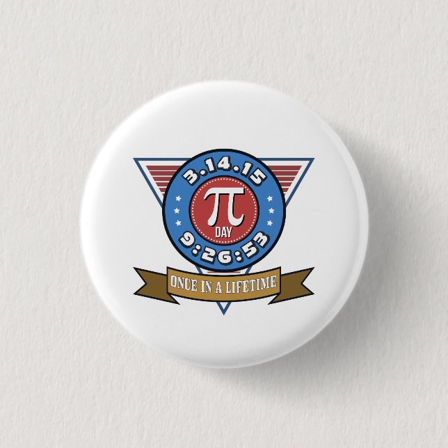 Pi Day Symbol for Math Nerds on March 14 Button (Front)