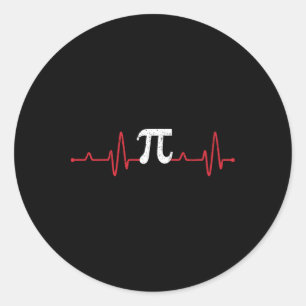 Pi Day Symbol Heartbeat Math Lover Nursing Pulse S Classic Round Sticker