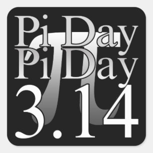 Pi Day Typography Black Square Sticker