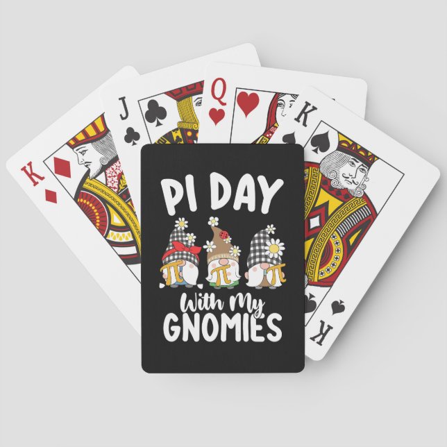 Pi Day With My Gnomies Funny Math Mathematics Poker Cards (Back)