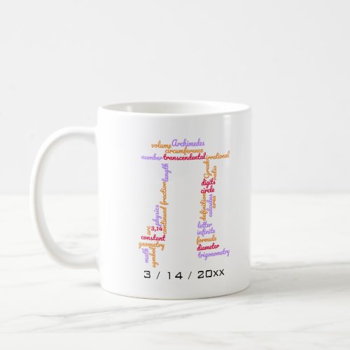 Pi Day Word Cloud Coffee Mug