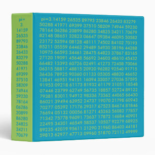 pi digits, Math Love, 3 Ring Binder Blue Green