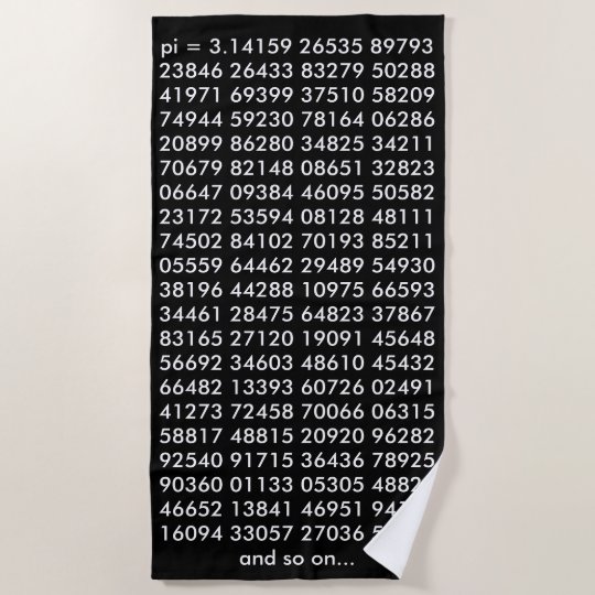 Pi Digits Math Love Black White Typography Numbers Beach Towel