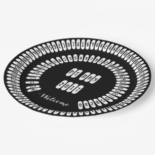 pi Digits Math Love pi= 3.14159 pi Day black white Paper Plates