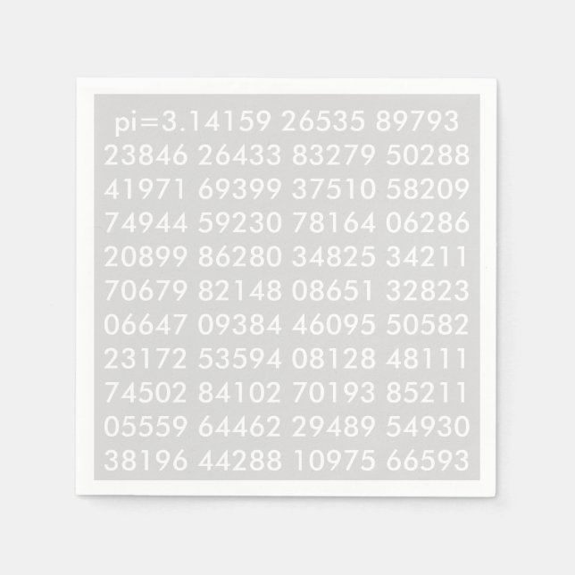 pi Digits Math Love pi= 3.14159 pi Day napkin (Front)