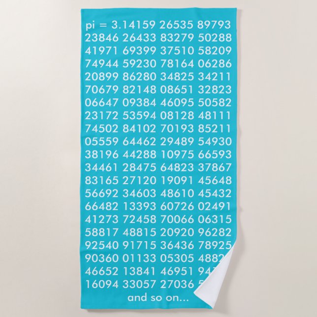 Pi Digits Math Love Typography Numbers Mathematics Beach Towel (Front)
