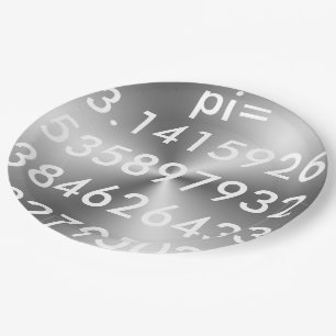 pi Digits pi= 3.14159 pi Day Shiny Metallic Silver Paper Plates