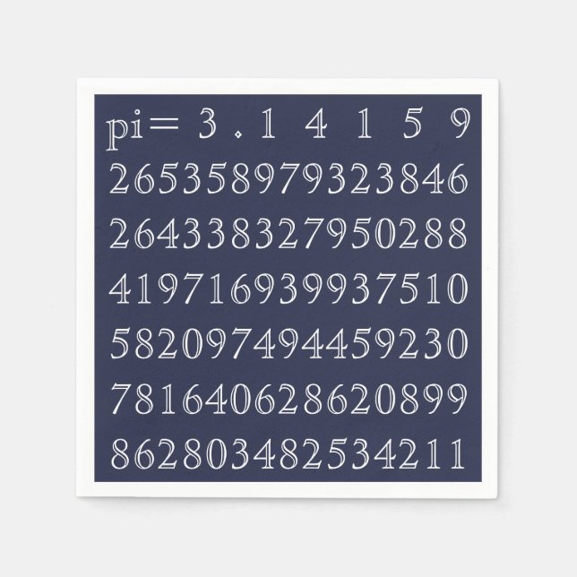 Pi Digits PiDay Party Mathematics Numbers Blue Napkins (Front)