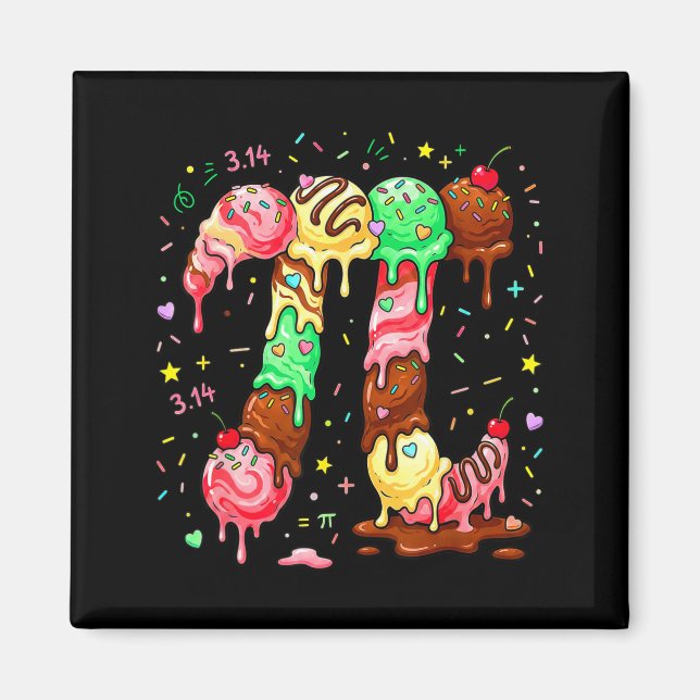 Pi Ice Cream Drip Math Pi Math Funny Pi Day Symbol Magnet (Front)