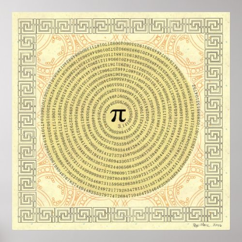 Pi in a Spiral  Math as Art Poster