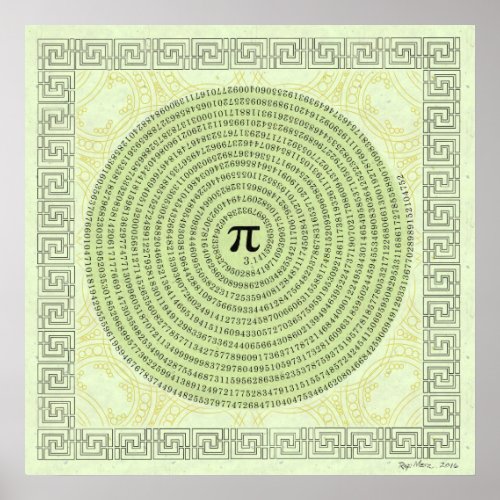 Pi in a Spiral  Math as Art Poster