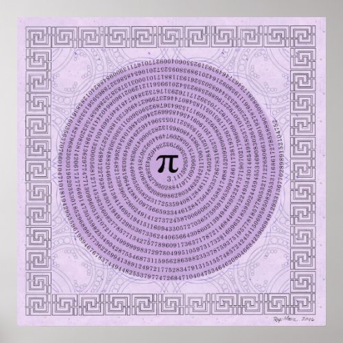 Pi in a Spiral  Math as Art Poster