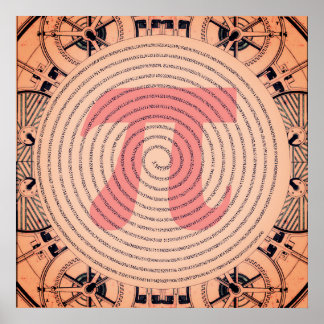 Pi in a Spiral to 2,210 Digits Recoleta Poster