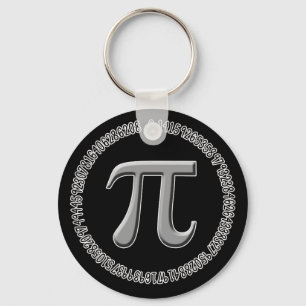 Pi in Silver Keychain