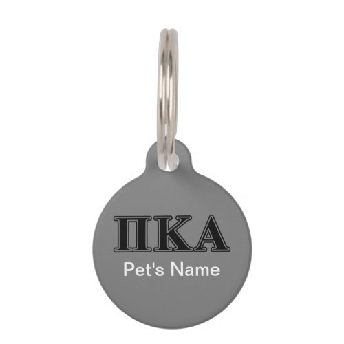 Pi Kappa Alpha Black Letters Pet Name Tag